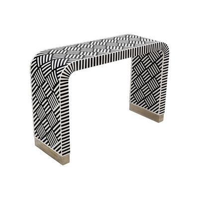إيكات- طاولة كونسول من الخشب الصلب - أسود/أبيض - مع ضمان لمدة عامين